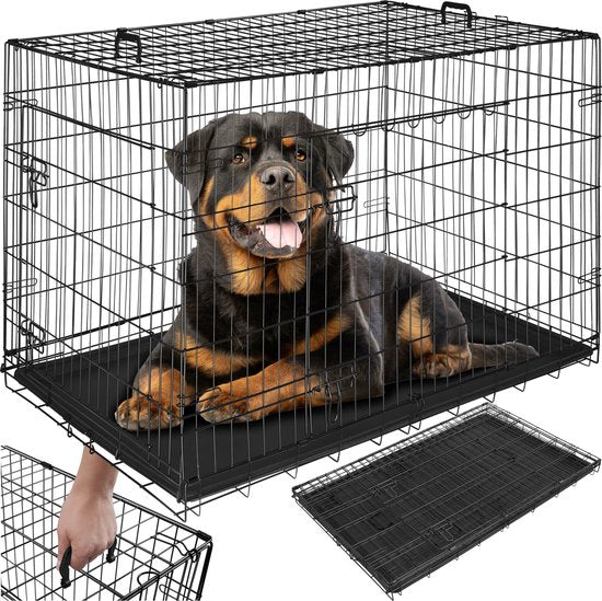 tectake® Hundekäfig - Hundezaunbox - Hundezwinger - Faltbare Hundebox - Stabile Transportbox für Hunde und Welpen - Für Kofferraum, Auto, Camping und Zuhause - 121,5 x 75,5 x 80,5 cm