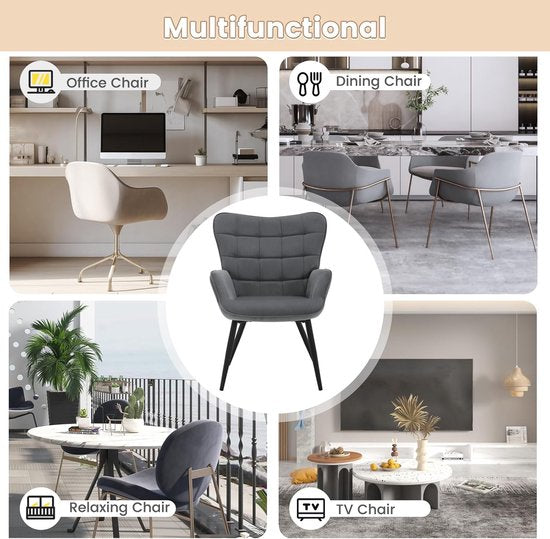 WOLTU Wing Chair, Modern, Relaxsessel, Fernsehsessel, Bequem, Lesesessel, Wohnzimmer, Sessel, Liegesessel, Metallbeine, Sessel