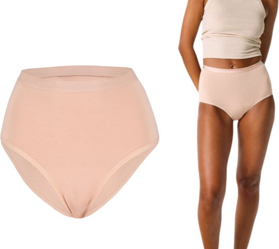Bamboo Elements - XL - Menstruationsunterwäsche - High Waist Brief - Nackt - Periodenunterwäsche - Menstruationsslip - Menstruationsunterhose - Unterwäsche Damen Slip