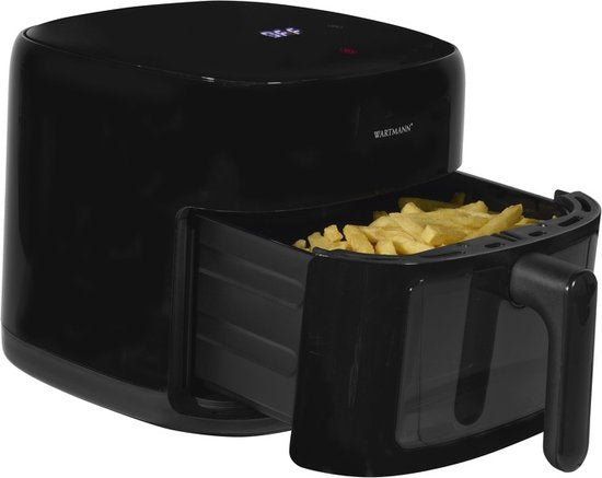 Wartmann Airfryer Compact - PFAS-freie Heißluftfritteuse mit Sichtfenster - 6 Liter - 10 Programme - 1500 Watt - Schwarz