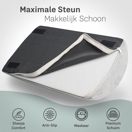 CozySense® Fußstütze Schreibtisch - Ergonomischer Fußhocker mit 2 Höhen - rutschfester & waschbarer Sherpa-Bezug - Fußpolster für Heim & Büro - Grau