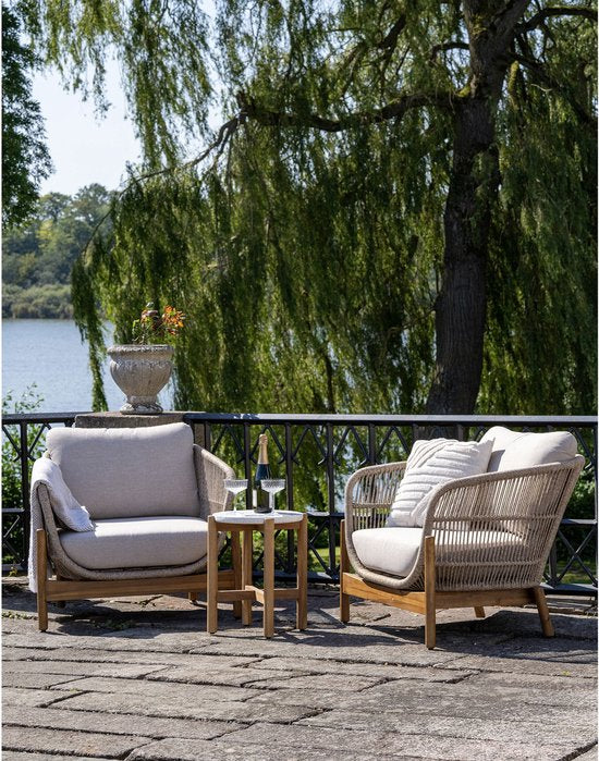 Sessel Braun/Beige - Akazienholz & Textil - 78,5x86x72 cm - Sessel Terracina - House Nordic