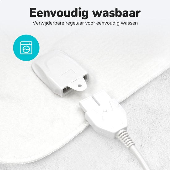 Bloomfold Electric Blanket - 150 x 80 cm - Maschinenwaschbar - 1 Person - 3 Stufen - Wärmedecke - Weiß/Polyester