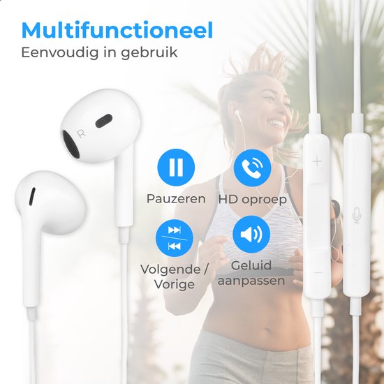 Nuvance - In-Ear-Kopfhörer mit Kabel - 3,5-mm-Buchse - weißer Kunststoff - mit Mikrofon und Inline-Steuerung - klarer Klang und bequemer Sitz - universell kompatibel