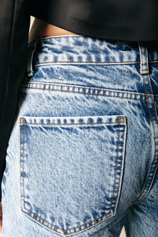 Bunte Rebel Jones Strass Mid Rise Straight Leg Denim Hosen - S