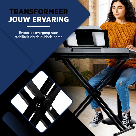 Finesse Keyboardständer - Verstellbar - Stativ - Klavierständer - Keyboardständer