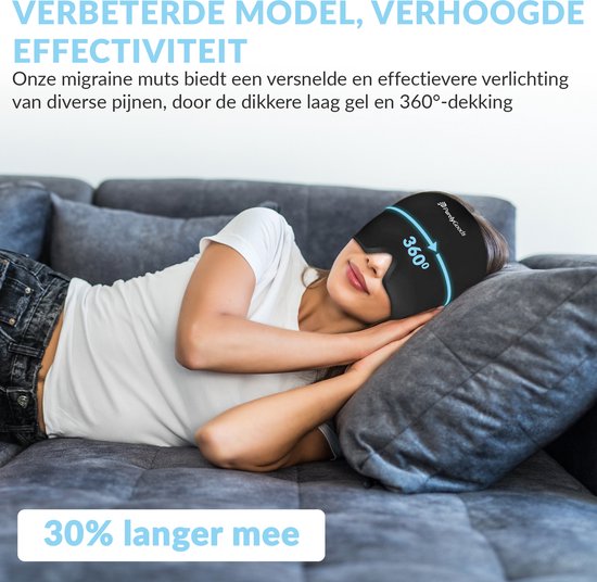 PurelyGoods® Migräne-Maske 600gr. - Migräne-Maske - Hot/Coldpack - Icepack - Wärme- und Kältetherapie - inkl. Gefrierbeutel - Schwarz