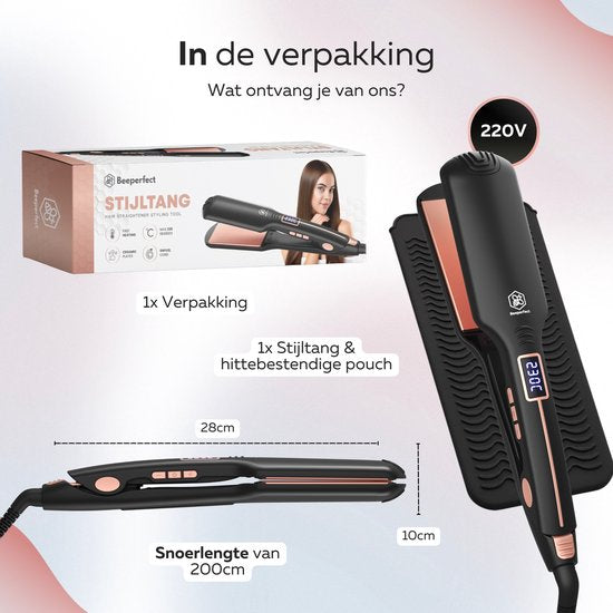 Beeperfect® Glätteisen Pro Straight - Glätten & Locken - Glätteisen - Haarglätter - 80℃ bis 230℃ - Inkl.