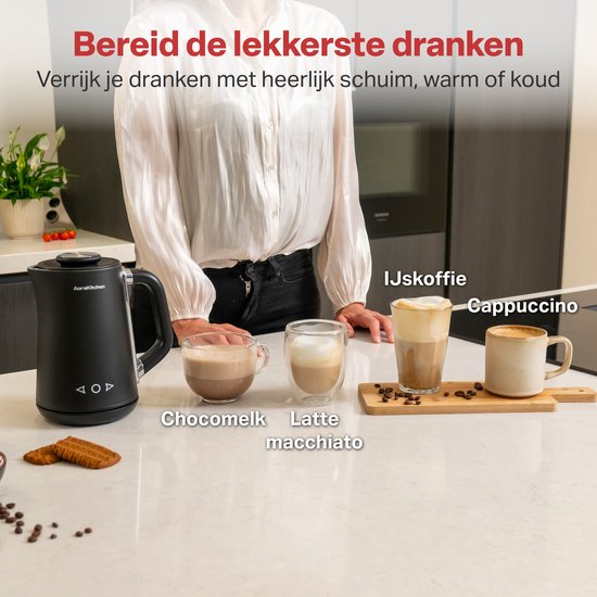 AoraKitchen Elektro-Milchaufschäumer - 5-in-1 - Milchaufschäumer - 500ML - Touch - Milchaufschäumer