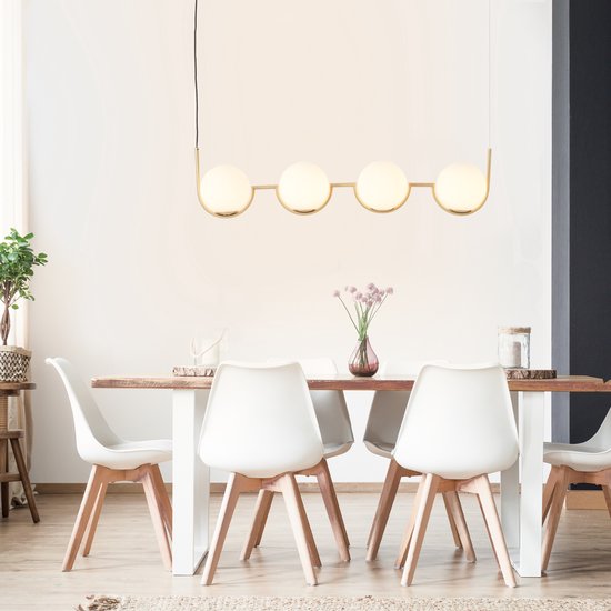 Brilliant Glint Hängeleuchte 4-flammig Holz/Messingglas/Metall 4x D45, E14, 40 W, Geeignet für Hängeleuchte (nicht im Lieferumfang enthalten)