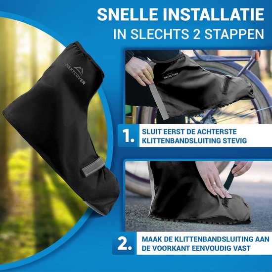 Nextcover® Überschuhe Wasserdicht | 100% Wasserdichte Regenschuhe Fahrrad | Reflektierende Schuhabdeckung Wiederverwendbar | Regenabdeckungen für Schuhe | Überschuhe | Schuhschutz | Radfahren Überschuhen