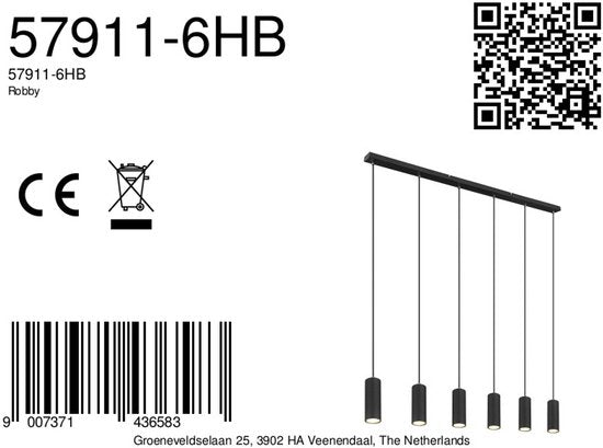 Globo - Hängeleuchte - Robby - schwarz - Metall - große Esstischlampe - GU10 - 57911-6HB