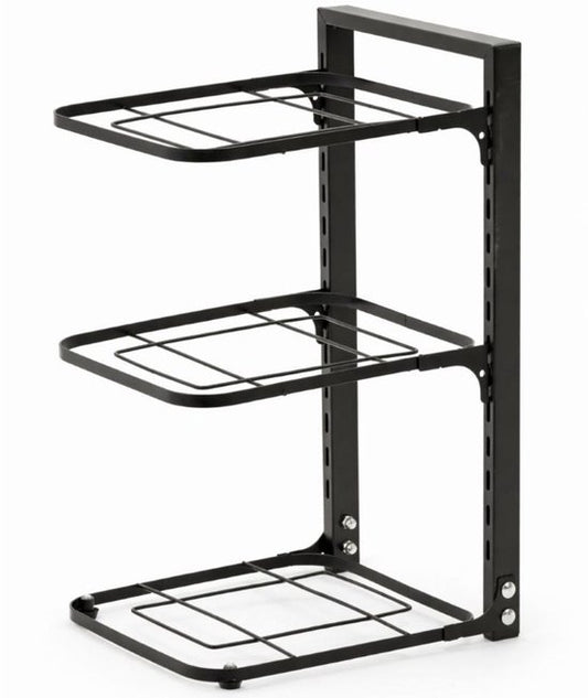 Ceruzo Verstellbarer Topf- und Pfannenständer - 3 Schichten - Platzsparend - Kohlenstoffstahl - 23 x 27 x 43 cm