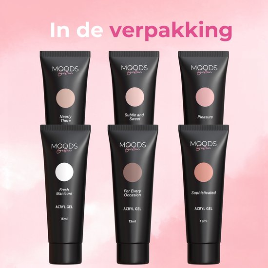 Moods Gellac - Polygel Colour Set - Nachfüllset - The Nude - 6 Farben - 15ML