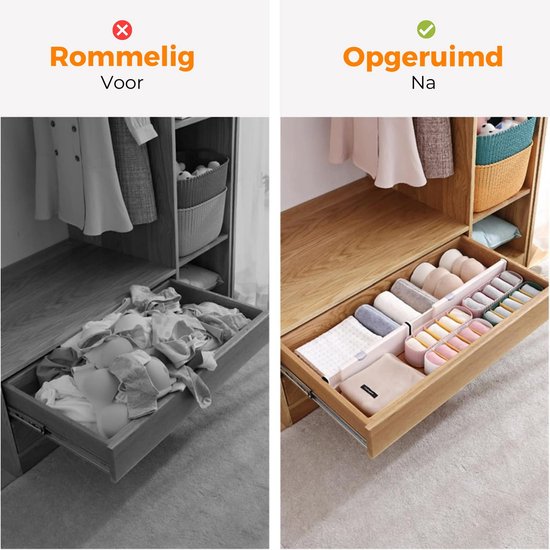 Posity Schubladenteiler - Verstellbar & ausziehbar - 4 Stück - Schubladenorganisation - 38-54 cm - Für Küche, Schlafzimmer & Kleidung - Kunststoff - Weiß