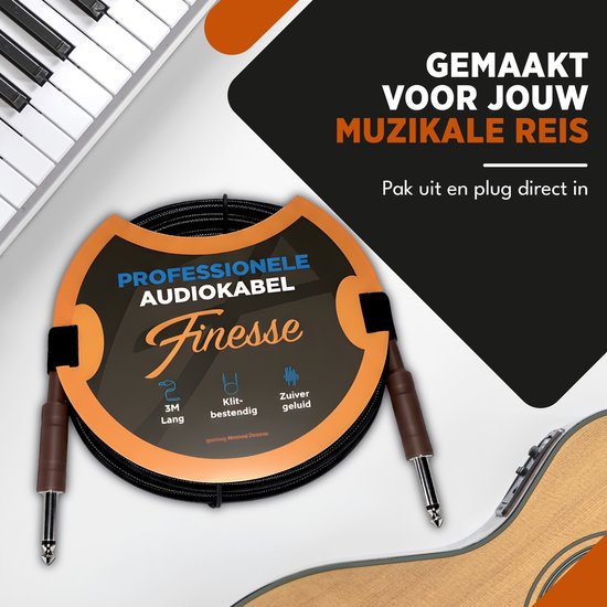Finesse Gitarrenkabel PRO - 300 cm - Klinke 6,35mm - Audiokabel - Instrumentenkabel - Gitarrenkabel