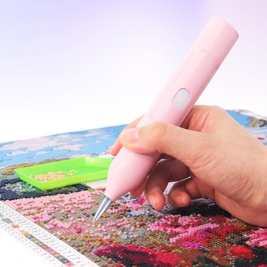 Rubye® - Elektrischer Diamantmalstift - Mit Vakuumtechnik - Wiederaufladbar über USB-C - Komfortabel in der Anwendung - Für runde und eckige Steine - Pink