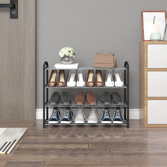 Schuhregal - Schuhorganisator - Schuhständer - Schuhhalter - Schuhregal - Schuhaufbewahrung - Schuhdisplay - Grau - 79x19.5x62cm