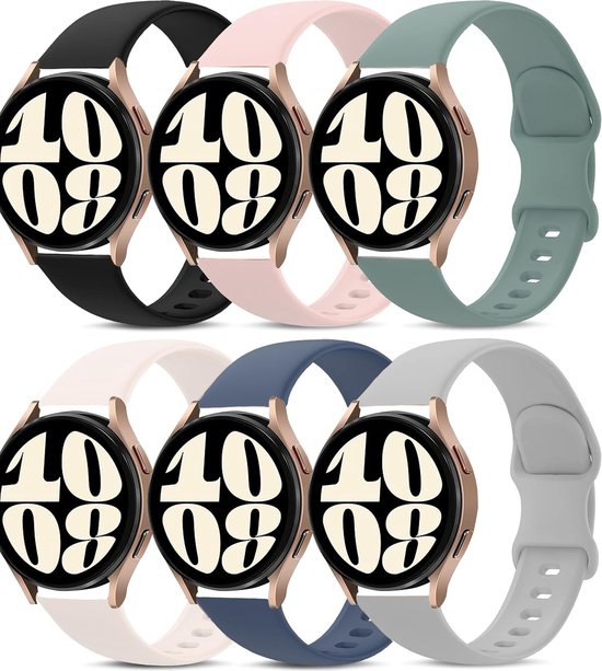 Podec Smartwatch Multicolour 6er Set - Silikonband 20mm - Uhrenarmband passend für Samsung Galaxy Watch Active / Active2 40 & 44mm / Galaxy Watch 3 41mm / Galaxy Watch 42mm / Galaxy Watch 4 & 4 Classic / Watch 5 / 5 Pro / Watch 6 / 6 Classic