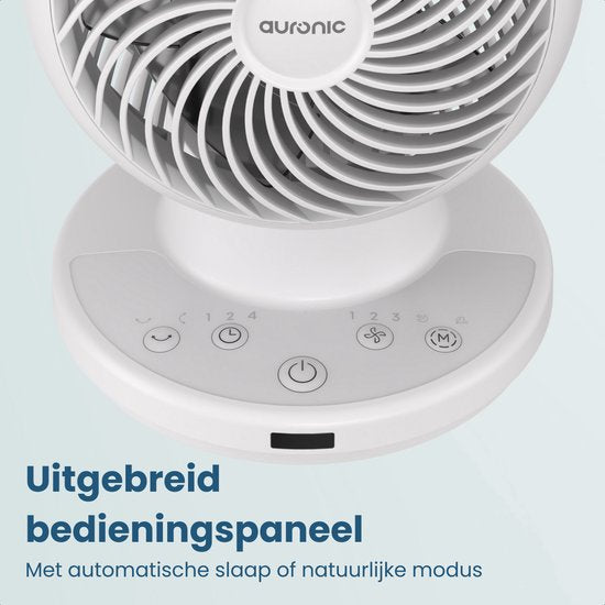 Auronic Tischventilator – Mini-Ventilator – Mit Fernbedienung und Timer – Automatische Schwenkfunktion 85° – 9 Meter Luftstrom – Weiß