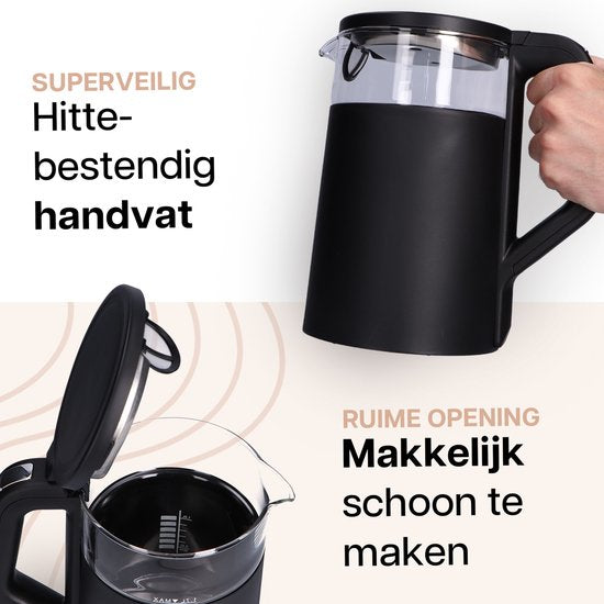 HomeShift® Wasserkocher mit Temperaturkontrolle - Warmhaltefunktion - Doppelwandig - Elektrisch - 1,7 Liter - 2200W - Schwarz