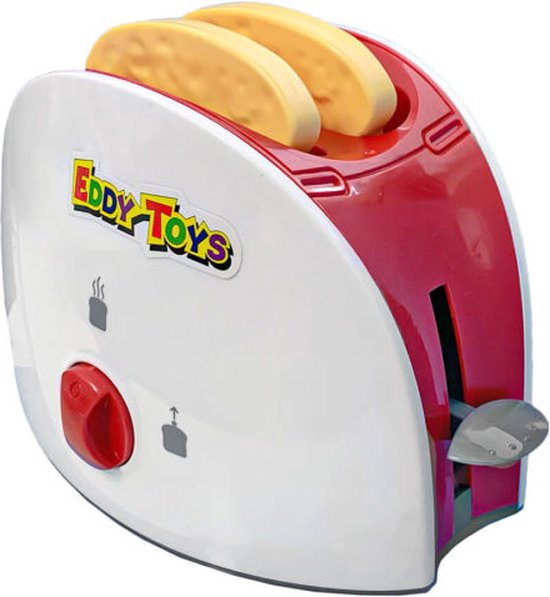 Eddy Toys Spielzeug-Toaster - Spielzeug-Küchengeräte-Toaster - inkl. Toast - Weiß