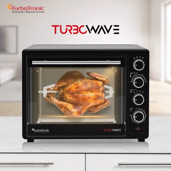 TurboTronic EV35 Freistehender Backofen 35L - Mini-Backofen - Elektrobackofen - Schwarz