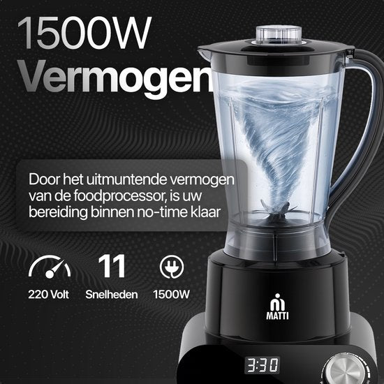 MATTI® 5-in-1 - Küchenmaschine - 1500 Watt - Küchenmaschine - Multifunktionale Küchenmaschine | Mixer - Zerkleinerer - Zitruspresse - Eiscrusher