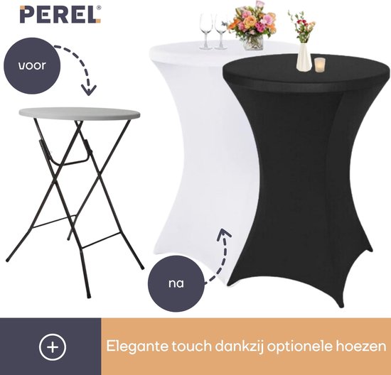 Perel Klapptisch, weiß, 80 x 110 cm, für den Innen- und Außenbereich, ideal für Veranstaltungen und den täglichen Gebrauch, max. 100 kg, passt überall hin, leicht und tragbar, zusätzliche Tischfläche