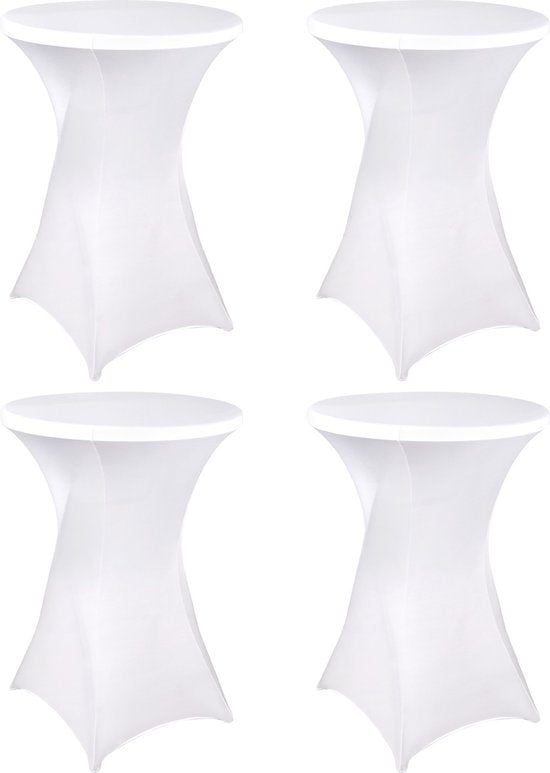 Saaf Bartable Rock Set - 4 Stück - ∅80-85 x 110cm - Bartable Bezug - Waschbar und elastisch - Weiß