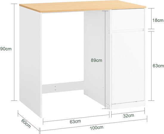 SoBuy Waschmaschinenschrank - Badschrank mit Wäschekorb und Schublade, für Waschmaschine und Wäschetrockner, Waschmaschinenschrank aus Holz, weiß, 100 x 60 x 90 cm, BZR217-WN