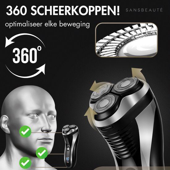 2-in-1-Rasierer für Männer mit Trimmer S1111 + 2 Extra-Scherköpfe - Sansbeauté® - Nass & Trocken - Präzisionstrimmer - Elektrisch - Elektrorasierer - Wasserdicht