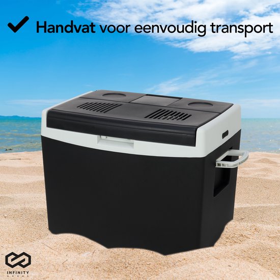 Infinity Goods Elektrische Kühlbox - 40L - Kühlbox - 12V und 230V - Kühlbox - Kühlen und Heizen - Schwarz