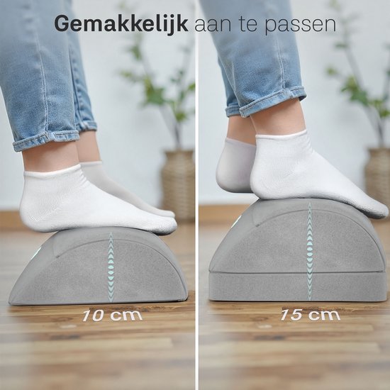 CozySense® Fußstütze Schreibtisch - Ergonomischer Fußhocker mit 2 Höhen - rutschfester & waschbarer Sherpa-Bezug - Fußpolster für Heim & Büro - Grau