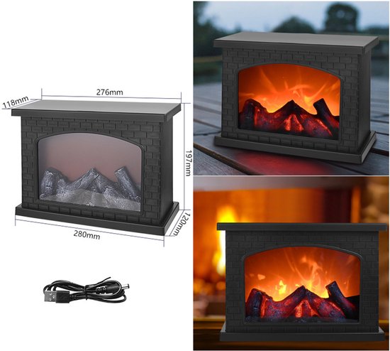 Ceruzo Led Atmosphären-Kamin - H20x12x28 cm- Offener Mini-Kamin Laterne