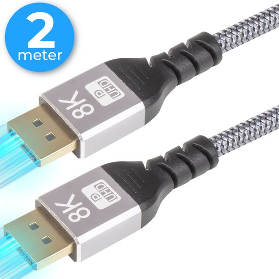Nuvance - Displayport-Kabel - 2 Meter Display-Kabel - bis zu 32,4GBps - 8K Ultra HD - für TV, Computer, Monitor, Projektor & Beamer - Display Port