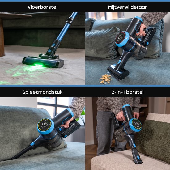 Ølven Stabstaubsauger CleanMax - Kabellos - 400W - Staubbuster - 55Min Akku - Beutelloser Staubsauger - Aroma Funktion