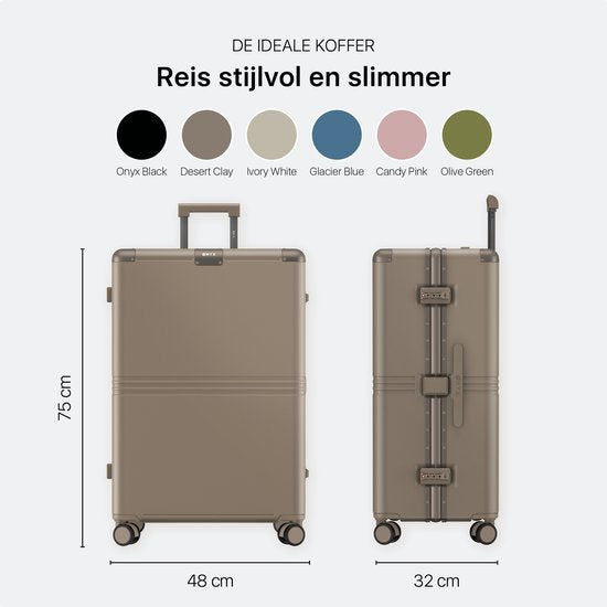 ONYX Hybrid Pro Check-in Koffer Large 100 Liter - Recyceltes Polycarbonat und reißverschlussloses Design - Reisekoffer mit TSA-Schloss und Spinner-Rollen - Leichter Trolley mit Laptop-Fach - Desert Clay