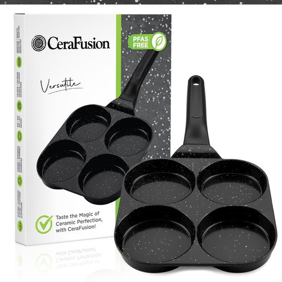 CeraFusion Pfannkuchenpfanne mit 4 Fächern Ø8 cm - Induktion - PFAS-frei - Eierpfanne - Keramikbeschichtung - Für Induktion geeignet