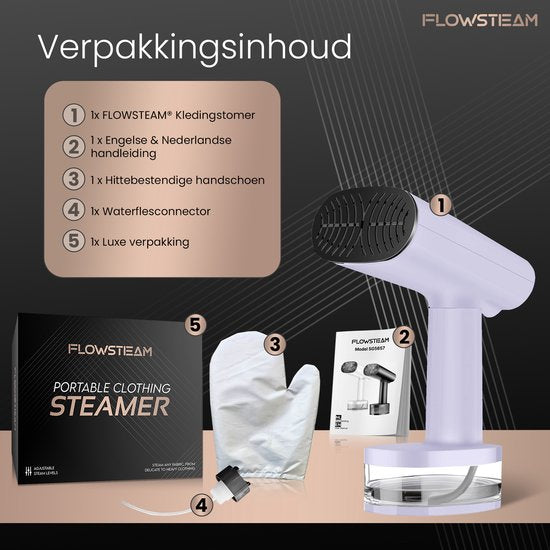 FLOWSTEAM® Luxury Clothes Steamer - Hand Steamer - Steamer Clothes - Lavender Edition