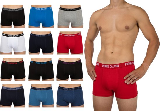 Pierre Calvini - Herren Boxershorts - Herrenunterwäsche - 12 Stück - Größe L - Klassische Farben - Boxershorts Short Pipe
