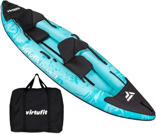VirtuFit Kayak 335 - Türkis - Mit Kajaksitzen und Tragetasche - Geeignet für zwei oder drei Personen - Langlebig & robust - Aufblasbares Kajak - Kajak - Schlauchboot