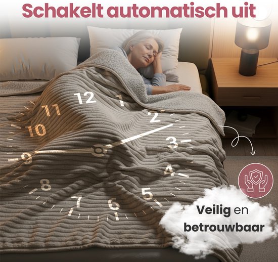 STAUS&BACH Heizdecke 3XL - 2-Personen-Oberdecke - Doppelseitige Fleece Sherpa Wärmedecke - Beige - 180x160 cm PowerNap
