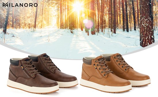 Milanoro - Bequeme Herren-Turnschuhe - Cognac - Größe 42