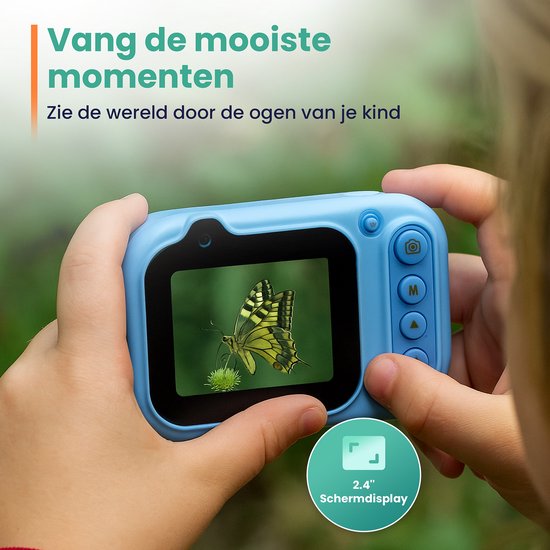 ODESSEY Wasserdichte Kinderkamera - mit Stativ - Full HD - Selfie Kamera - 32GB SD Karte - Foto - Video - Spiele - Digitalkamera Kinder - Fotokamera für Kinder - Blau