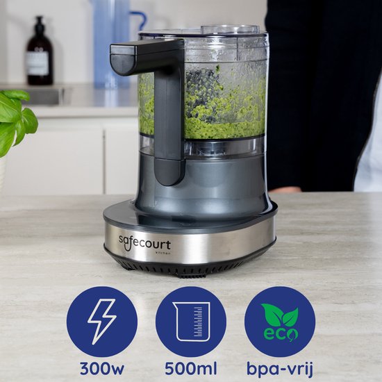 Safecourt Kitchen Chopper - Lebensmittelzerkleinerer - Schwimmende Klingen - Eiscremezerkleinerer - 700ml - Schwarz/RSF