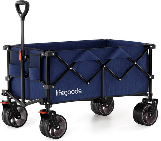 LifeGoods Bollerwagen - XL - Faltbar - 200L - 100KG Tragkraft - Blau