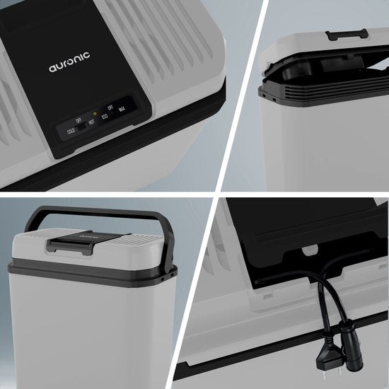 Auronic Coolbox Electric 12V und 230V - 20L - Camping-Kühlschrank - Auto - Kühlung und Heizung - Kühlbox - Hellgrau