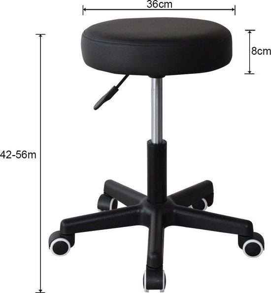 VDD Bürohocker - Schreibtischhocker - Arbeitshocker - Höhenverstellbar - Schwarz