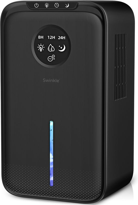 Swinkle® Luftentfeuchter und Luftreiniger - Bis zu 1L pro Tag - Geeignet für Wohnzimmer, Schlafzimmer, Badezimmer - Mit LED Bildschirm - Schwarz
